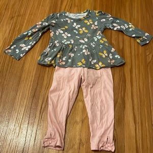 Carters butterfly set. Dress with diaper snaps and leggings!